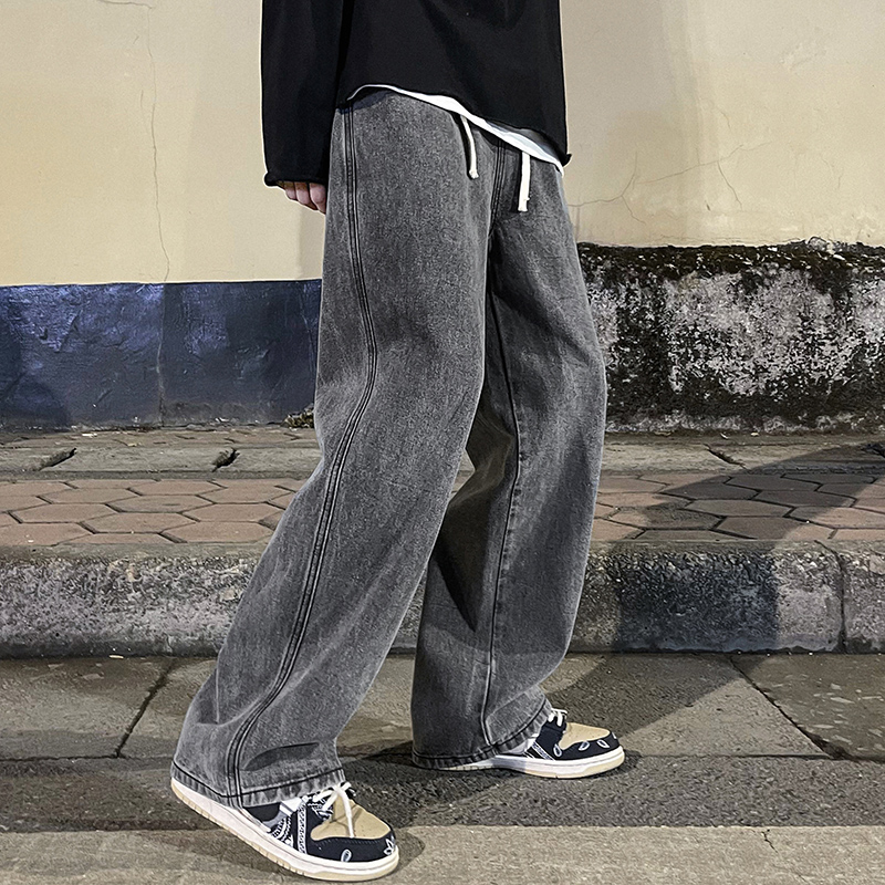 Men'S Fashion Grey Jeans - جينز فضفاض للرجال على الموضة الكورية