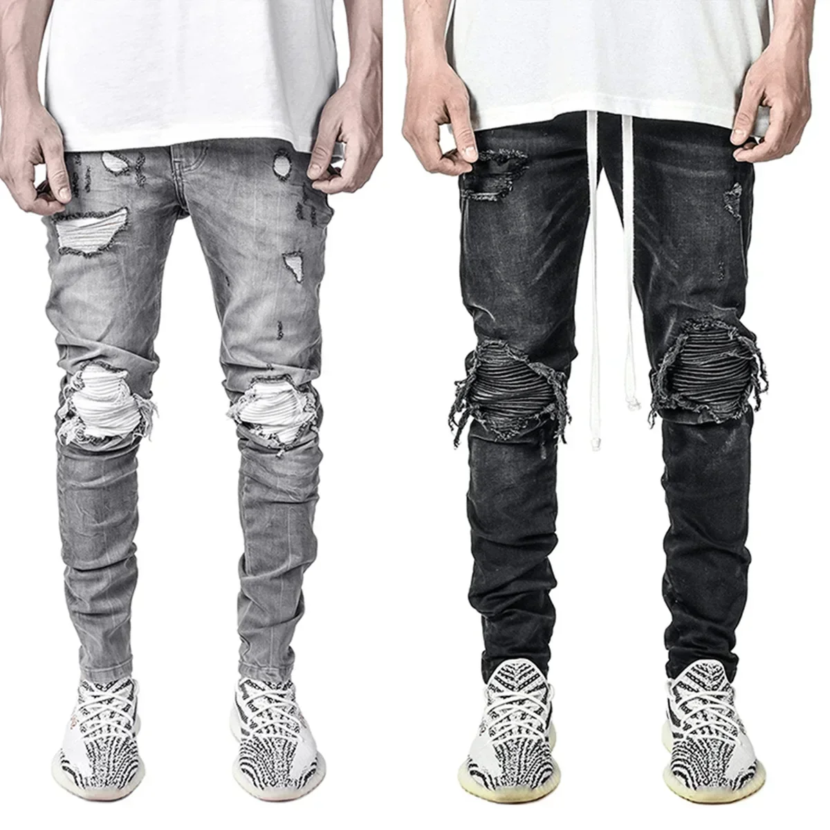 Men'S Fashion Grey Jeans - جينز رجالي موضة نحيل الدينيم بانت