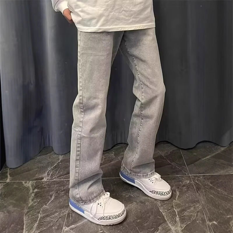Men'S Fashion Grey Jeans - الأمريكية خمر موضة جديدة للرجال رمادي