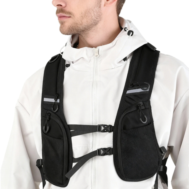 Tactical Vest Men - حقيبة صدر بتصميم عاكس للضوء، حقيبة