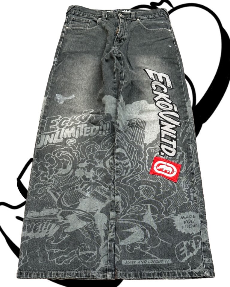 Men'S Fashion Grey Jeans - جينز أمريكي عصري مطبوع، بنطلون جينز