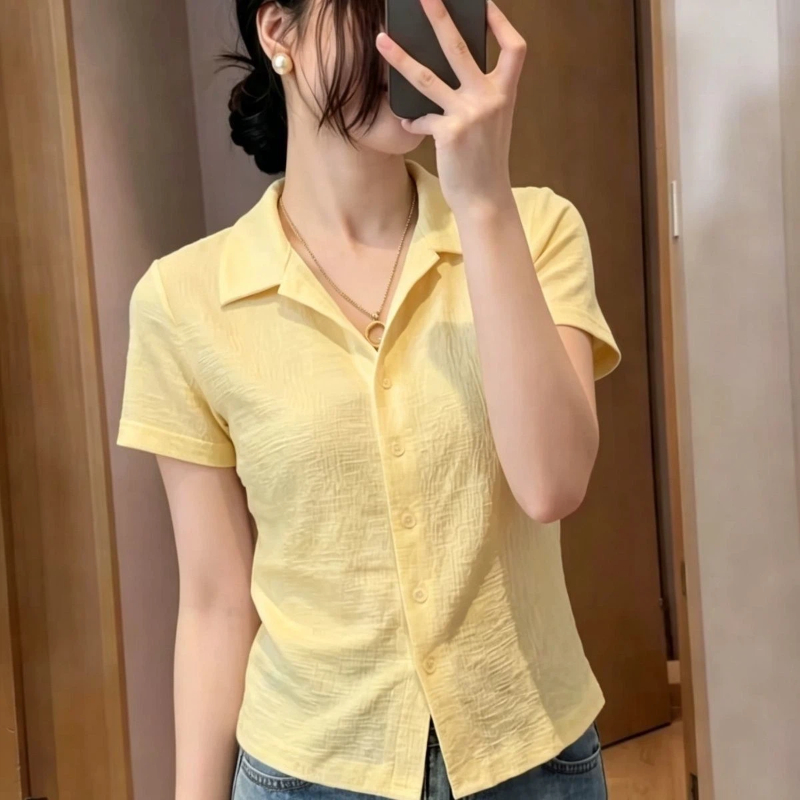 Polo Shirt Slim - قميص نسائي أنيق بأكمام قصيرة وياقة