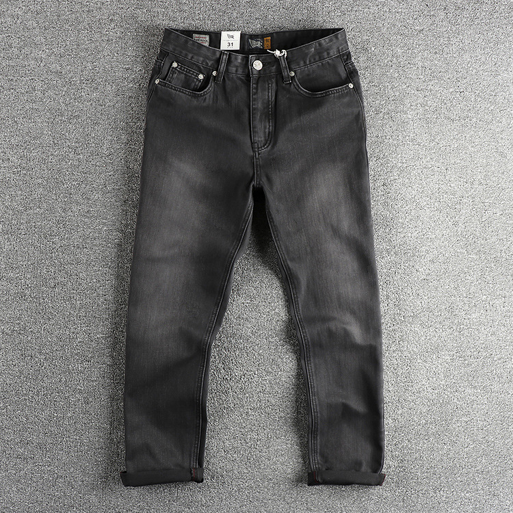 Men'S Fashion Grey Jeans - الأوروبية الأمريكية الجديدة أزياء الرجال أسود