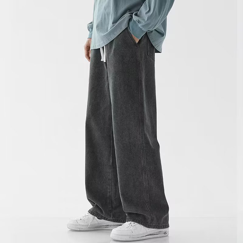 Men'S Fashion Grey Jeans - جينز فضفاض للرجال على الموضة الكورية