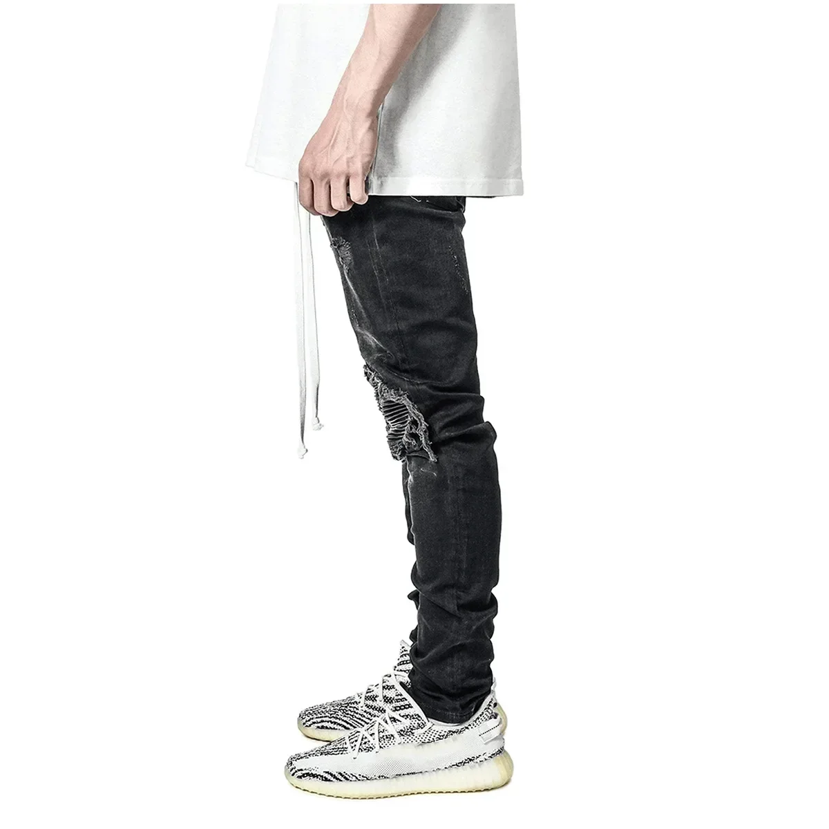 جينز رجالي موضة نحيل الدينيم ب - مراجعة Men'S Fashion Grey Jeans وسعره