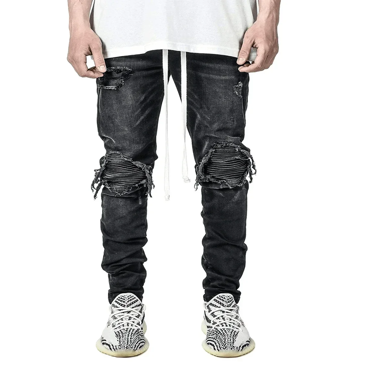 جينز رجالي موضة نحيل الدينيم ب - مراجعة Men'S Fashion Grey Jeans وسعره