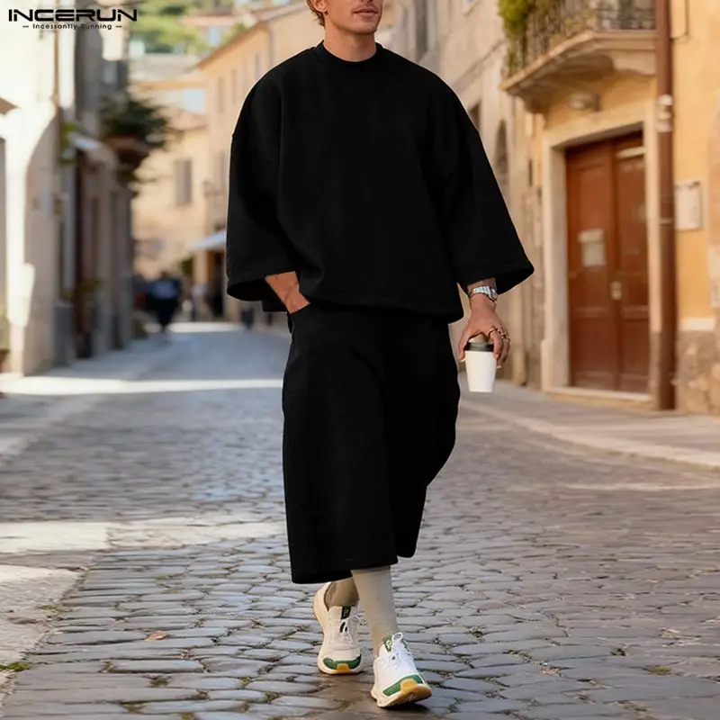 طقم رجالي من INCERUN بلون موحد - مراجعة Mens Fashion Streetwear وسعره