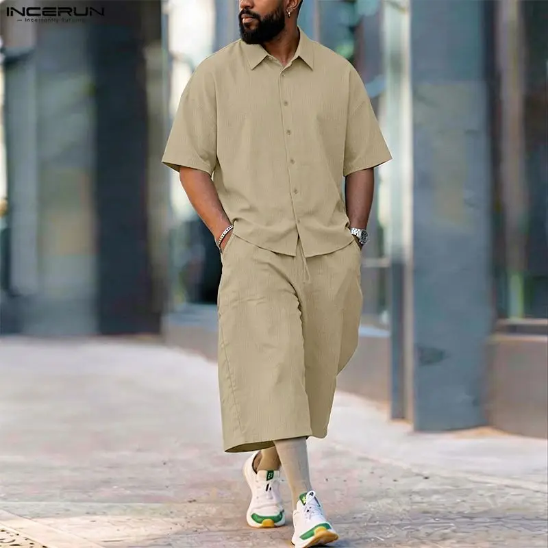 طقم رجالي من INCERUN، قميص بأك - مراجعة Mens Fashion Streetwear وسعره