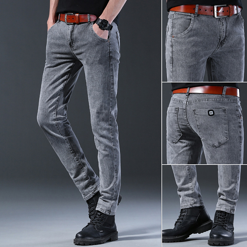 بنطلون جينز رجالي ضيق مرن بالل - مراجعة Men'S Fashion Grey Jeans وسعره