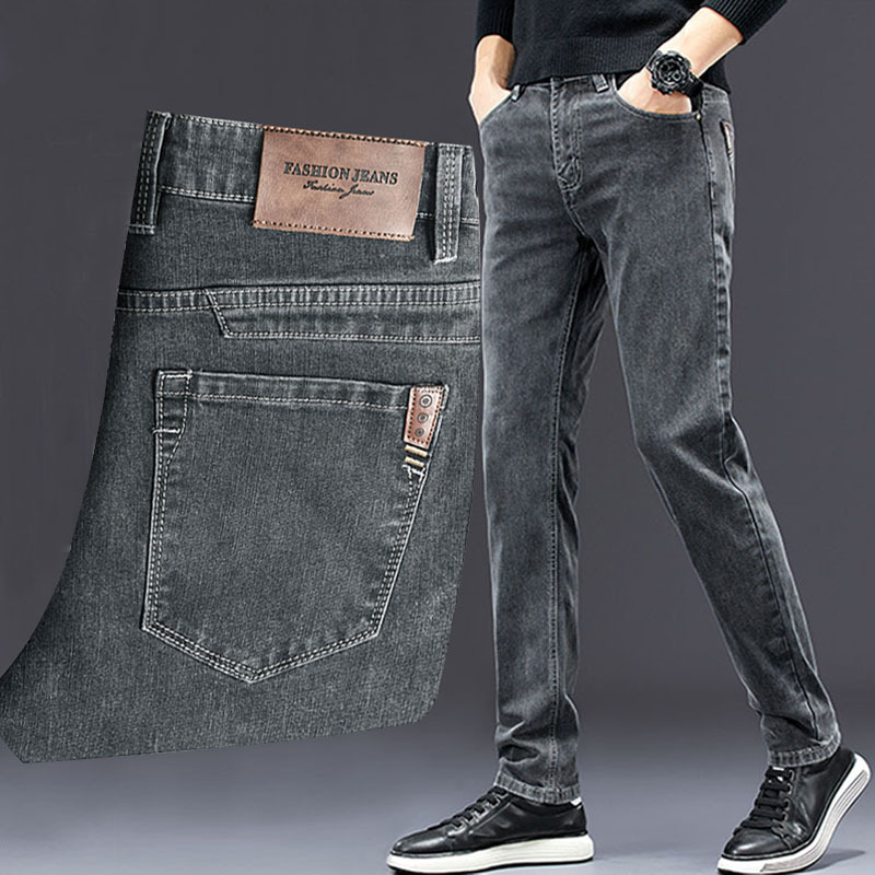 جينز جينز رجالي مطاطي بقصة ضيق - مراجعة Men'S Fashion Grey Jeans وسعره
