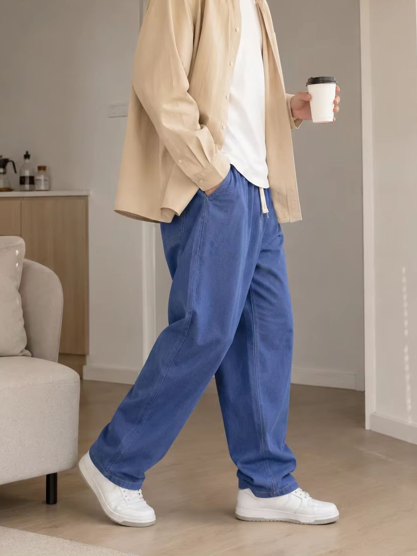 بنطلون جينز رجالي كاجوال فضفاض - مراجعة Men'S Fashion Grey Jeans وسعره