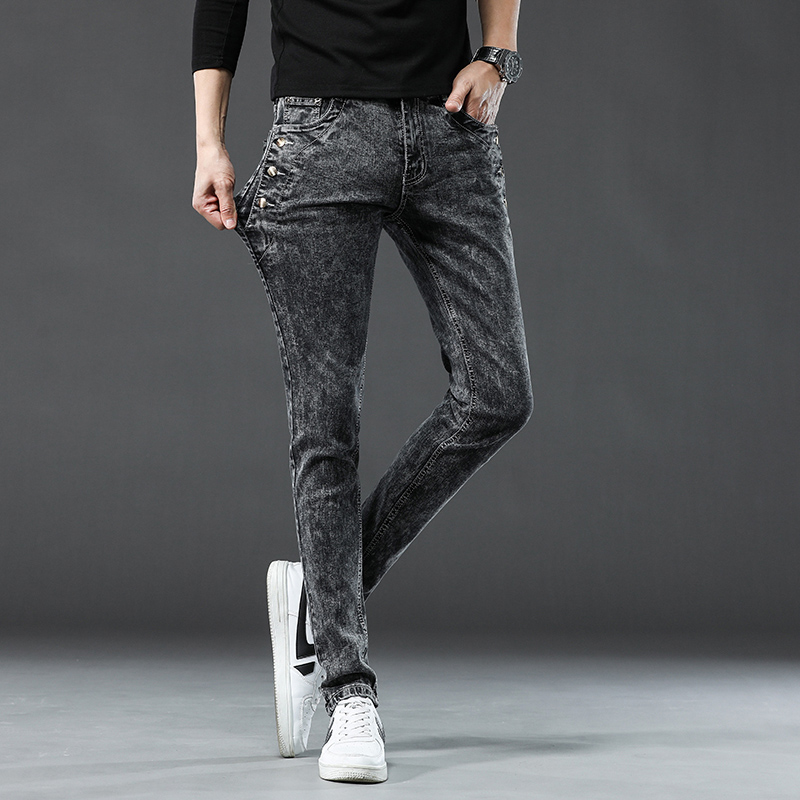 الكلاسيكية ضئيلة خمر أزياء الر - مراجعة Men'S Fashion Grey Jeans وسعره