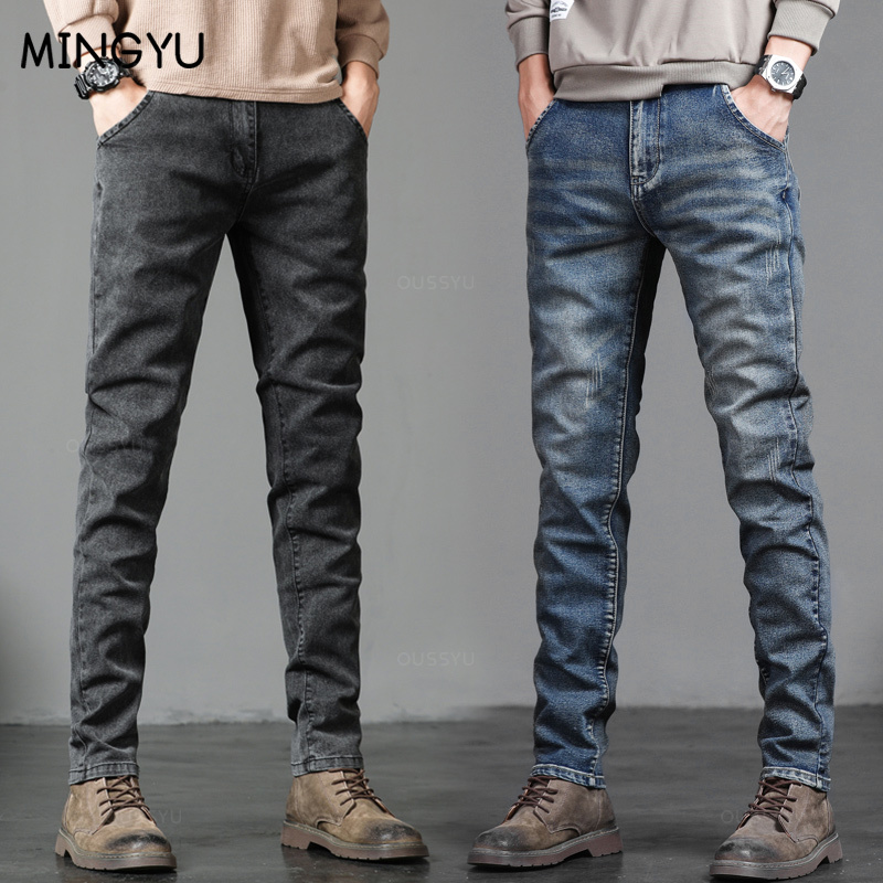 الخريف الشتاء القطن الرجال الم - مراجعة Men'S Fashion Grey Jeans وسعره